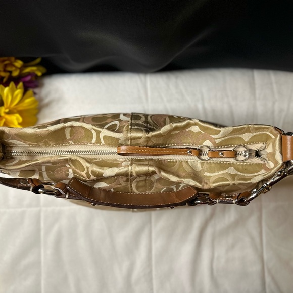 Super Classic Coach F13980 Carly Optic Signature Handbag w/Leather Strap & Trim - Picture 5 of 16